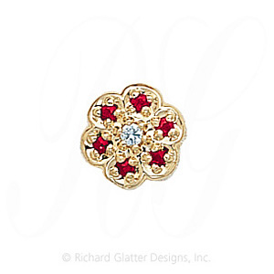 GS036 D/R - 14 Karat Gold Slide with Diamond center and Ruby accents 
